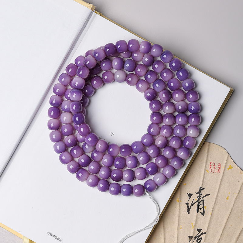 日本品质芋泥紫菩提手串手链114颗素珠DIY菩提子串珠材料佛珠念珠