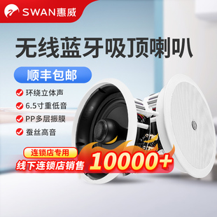 HiVi惠威CQ6 BT无线蓝牙吸顶喇叭定阻同轴立体声环绕天花吊顶音响