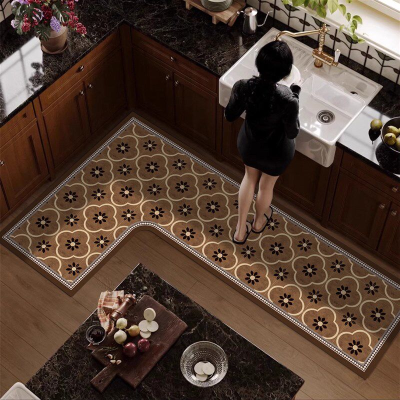 7字型厨房专用地垫L形卫生间防滑防油脚垫子l型一体浴室吸水地毯
