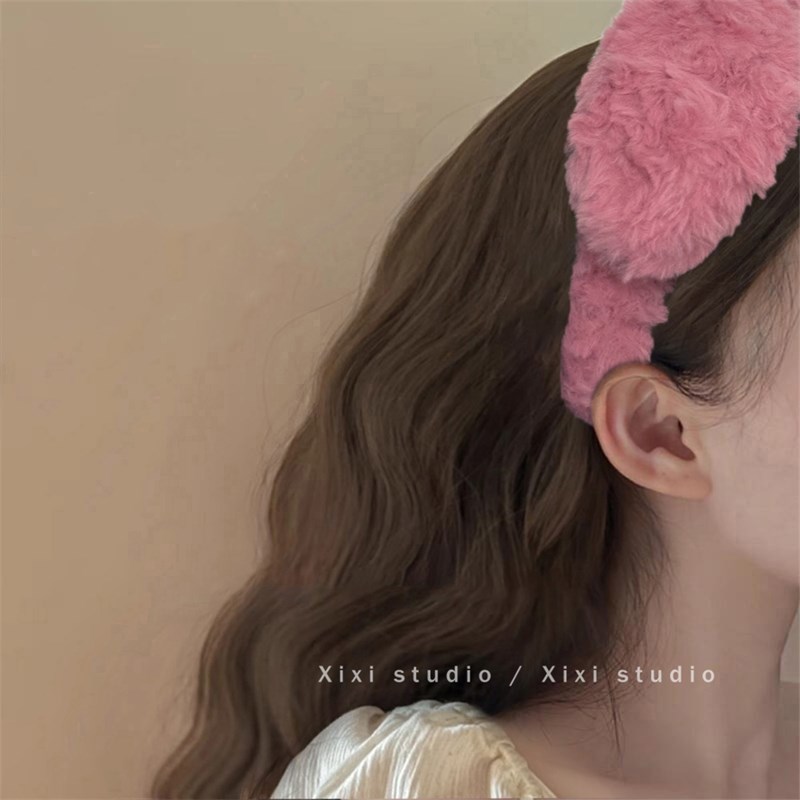小兔耳朵!软糯毛绒发箍!可爱外出头箍甜美百搭减龄头饰盘发器女