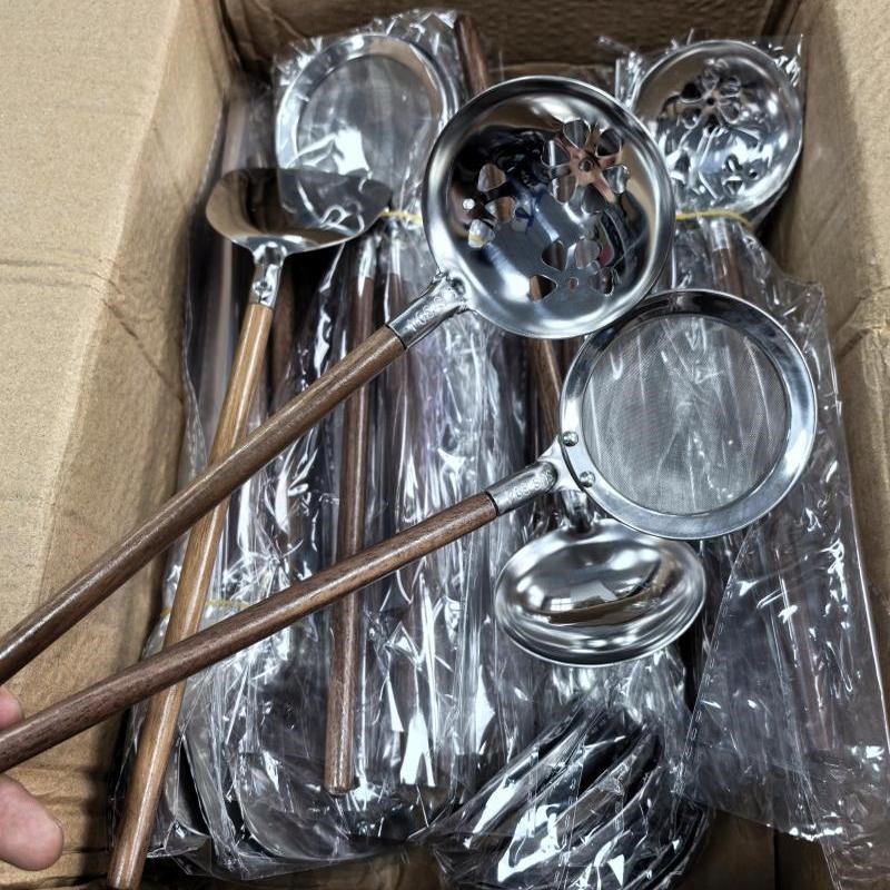 高品质!316不锈钢日韩式料理勺迷你拉面汤勺木柄火锅勺子盛汤勺