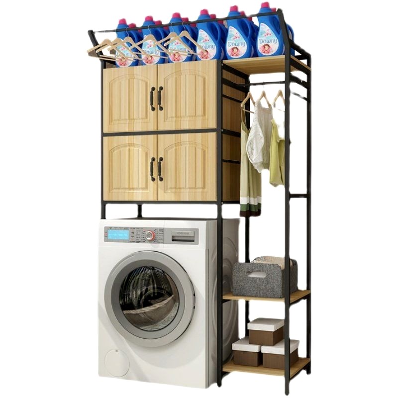 阳台洗衣机置物架浴室滚筒上方储物柜多层收纳架卫生间带欧式柜门