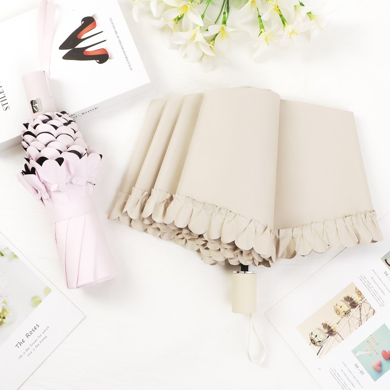 公主花边太阳伞加厚防晒高颜值晴雨伞两用遮阳折叠女生加固法式