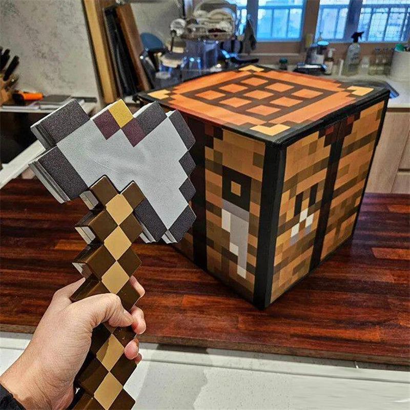 我的世界工作台武器纸模型3d立体折纸mc学生手工diy折纸模钻石剑