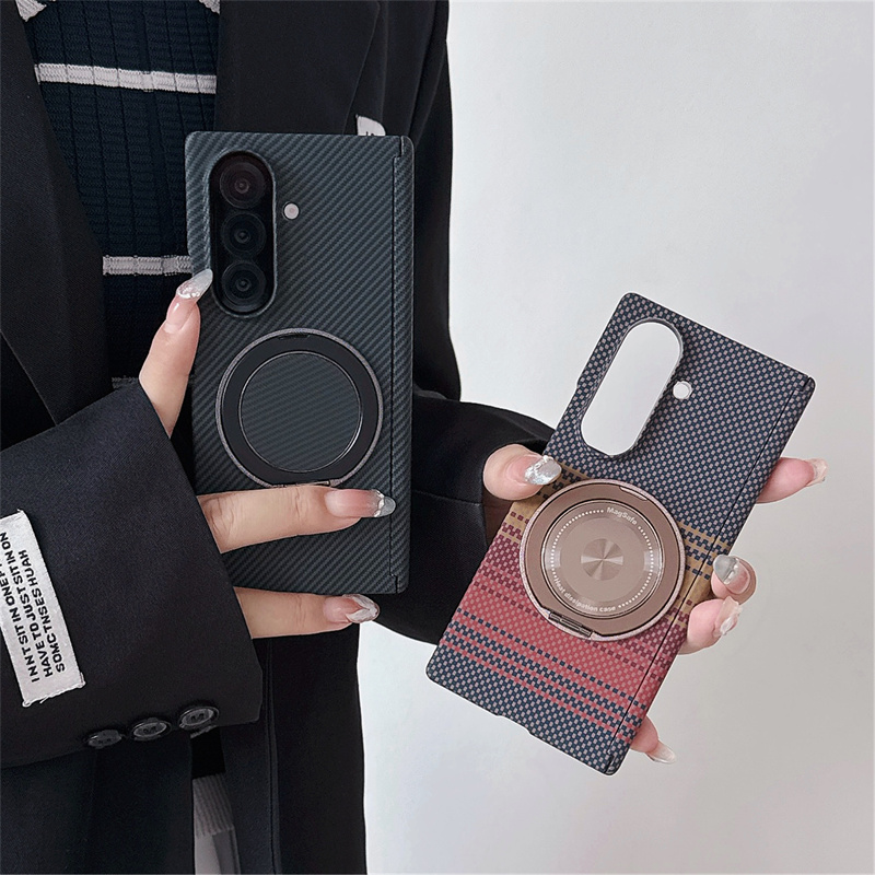 适用三星zfold7手机壳新款碳纤维GalaxyZfold7旋转360磁吸支架折叠屏全包中轴Z Fold7保护套男女外壳防摔高级