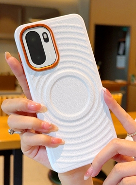 适用一加ace6手机壳新款1加Ace5pro白色磁吸金甲1+ACE5PRO磨砂素皮5g波漾纹高级感oneplus个性男女防摔保护套