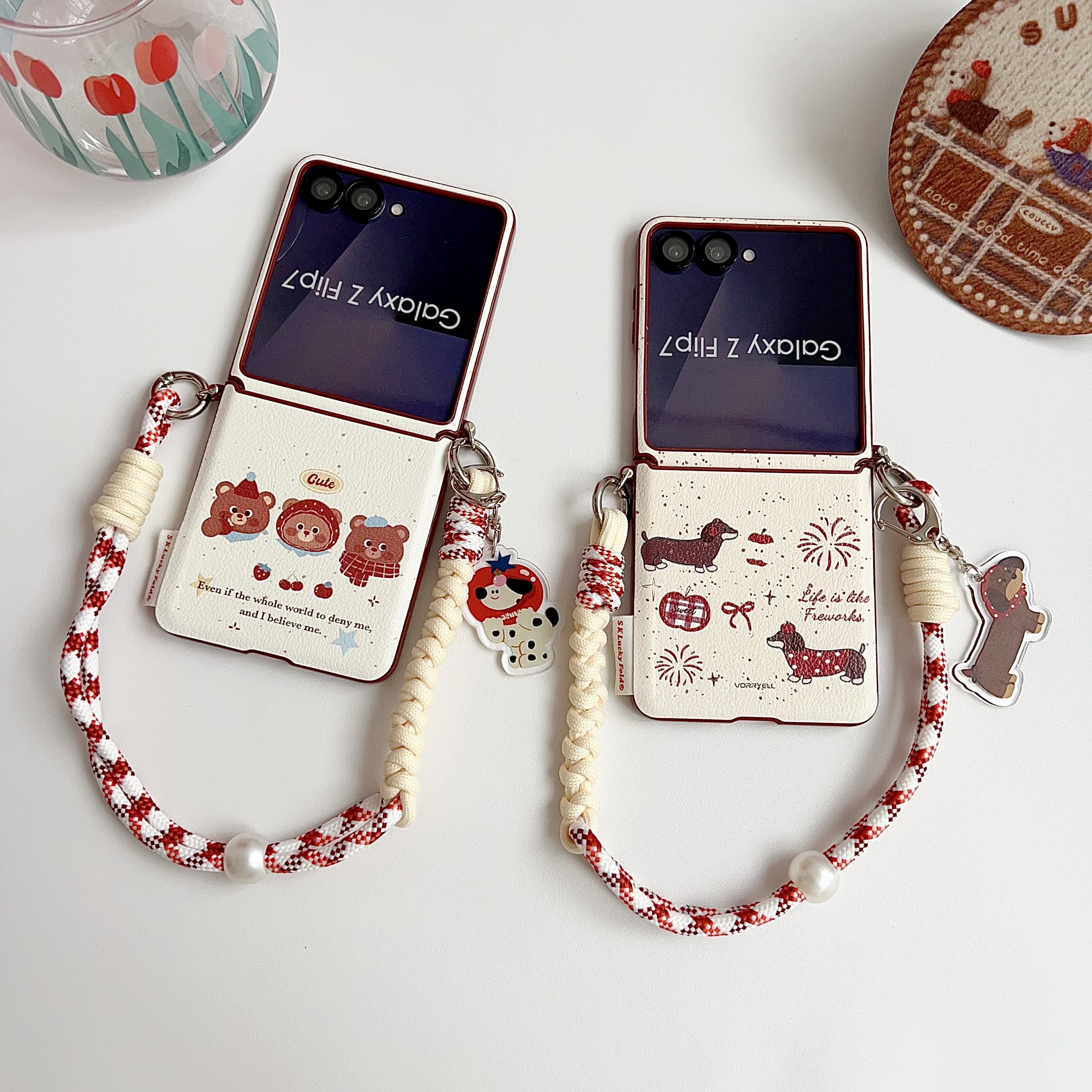 适用三星zflip7手机壳新款卡通腊肠狗zflip6折叠屏高级感外壳zflip5全包防摔保护套galaxylip7fe皮纹超薄女款