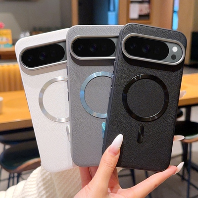 适用谷歌Pixel10手机壳素皮防摔Google10ProXL磁吸环保护套新款Magsafe金属大孔镜头pixel10A时尚女奢华外壳