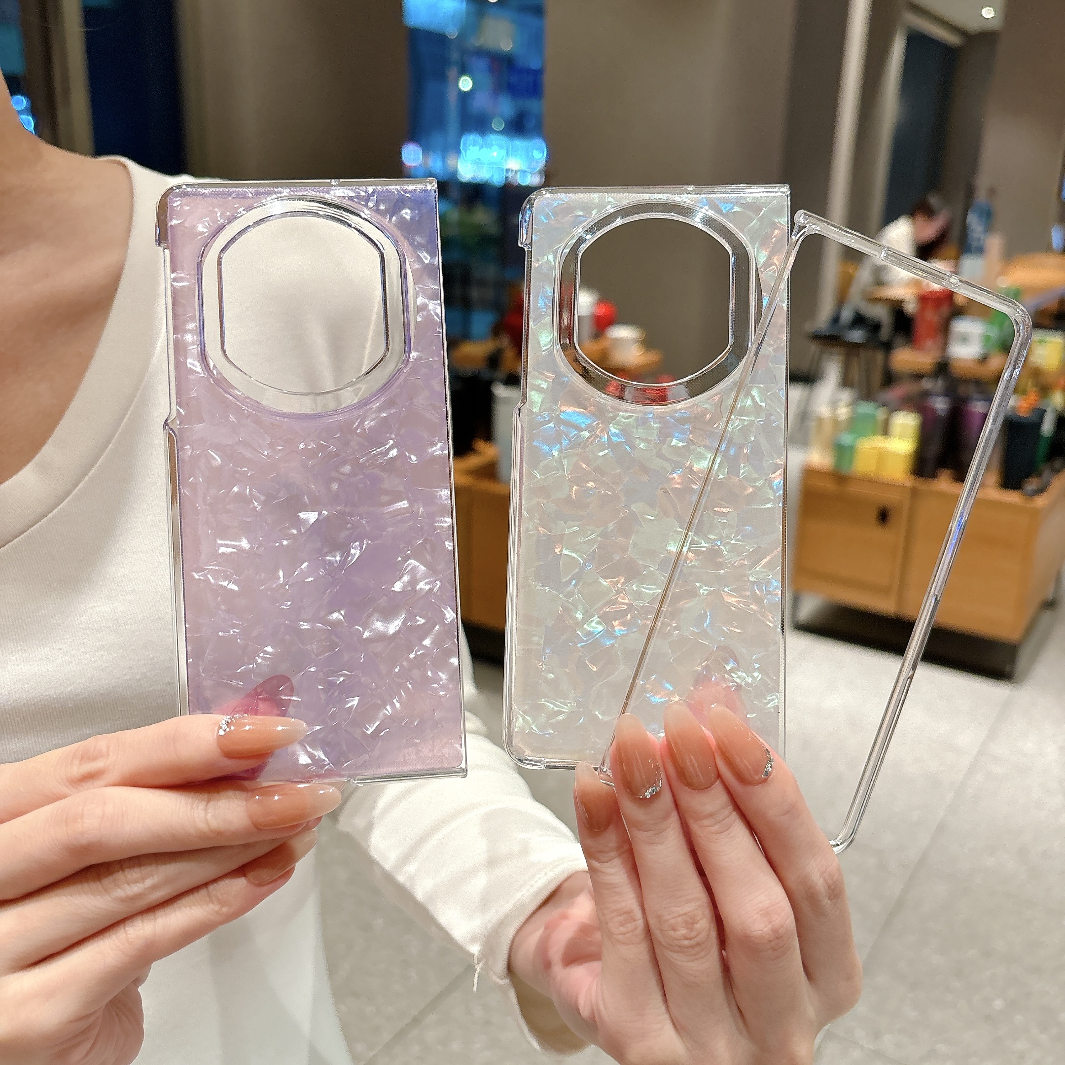 简约时尚贝壳纹适用华为matex7手机壳X7新款折叠屏MATEx7典藏版网红透明全包防摔保护套女matex7高级感超薄