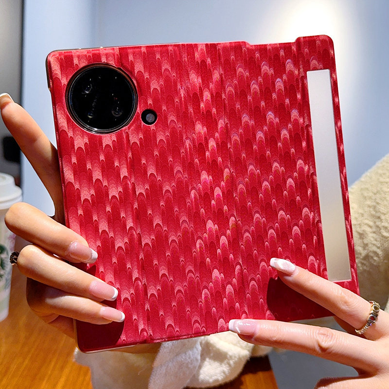 新年红适用vivoxfold手机壳新款孔雀纹Xfold+折叠屏保护套高档全包防摔XFold+翻盖皮套外壳女款个性创意皮革
