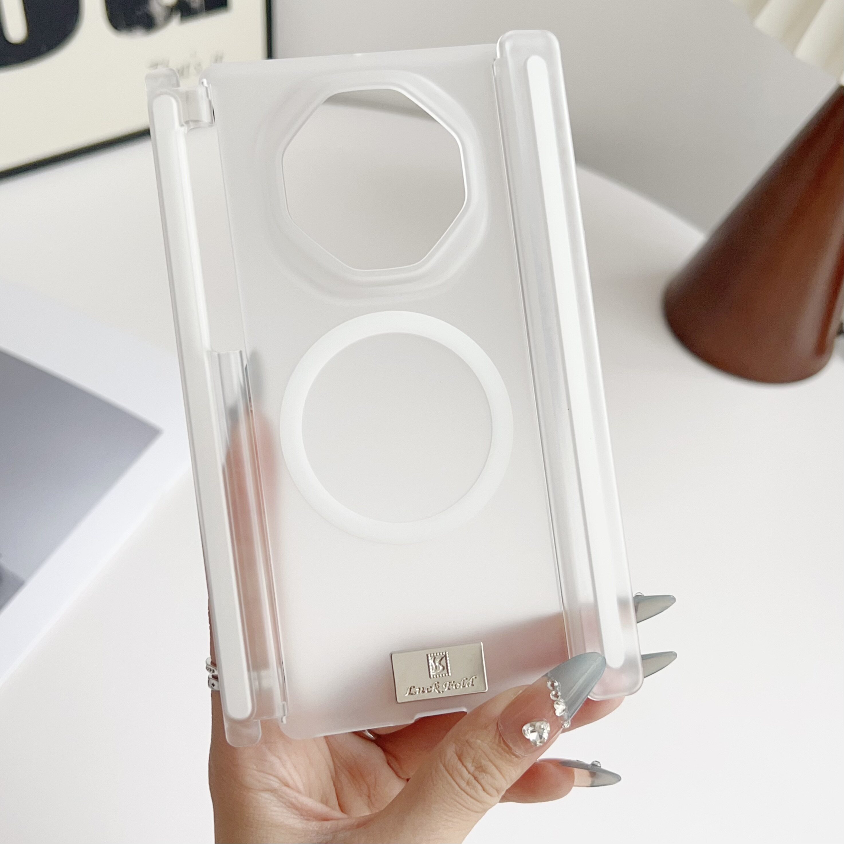 适用华为mateXTS三折叠屏手机壳时尚冰雾磨砂透明壳xts磁吸mateXT中轴双磁吸保护套MateXT新款后壳商务男女款