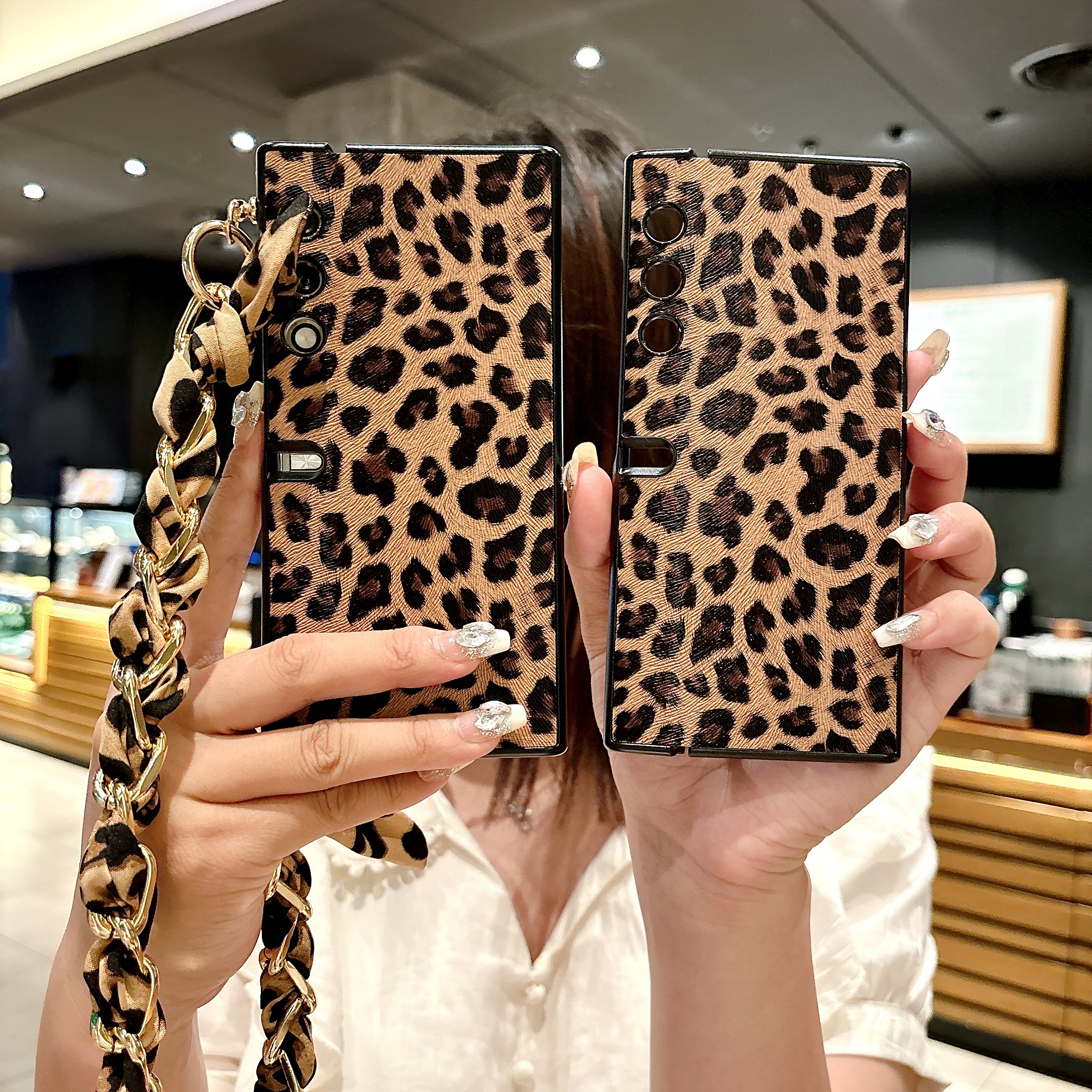 适用荣耀vpurse手机壳带链条全包镜头新款Vpurse折叠屏保护套超薄防摔手提款时尚潮流豹纹VPurse高级感女个性