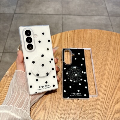 适用于三星zfold7手机壳2025新款三星fold7经典波点滴胶折叠保护壳同款滴胶支架时尚男女zfold创意网红保护套