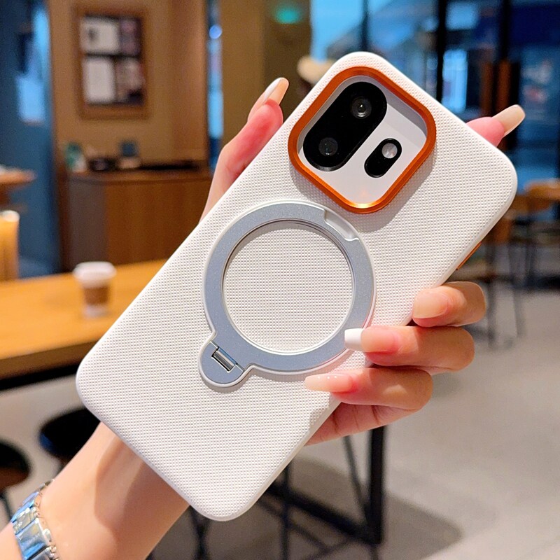 适用一加15t手机壳新款1加15网红皮纹1+15T金甲磁吸旋转支架oneplus15金属镜头圈一加十五素皮男5g防摔保护套