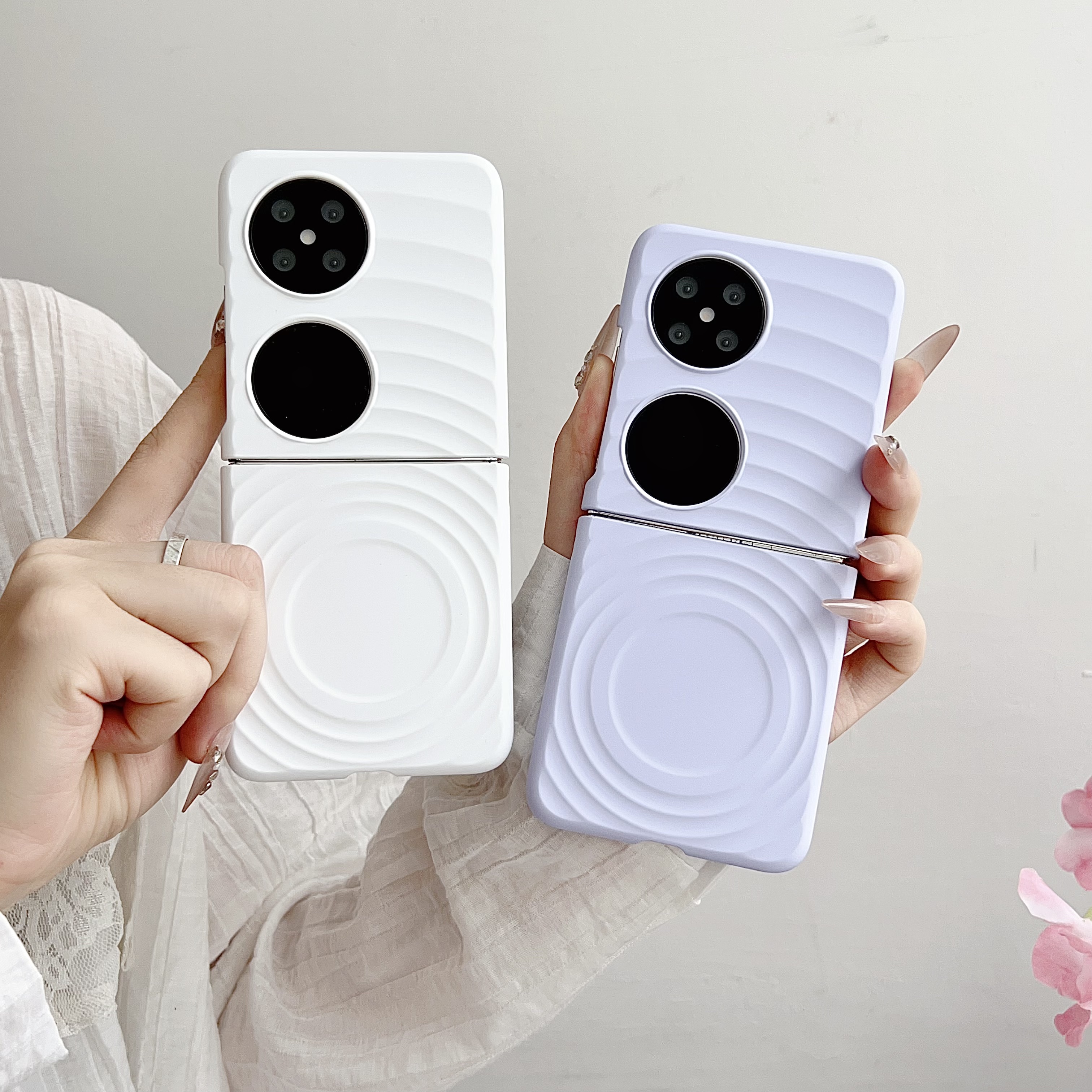 适用华为pocket2折叠屏手机壳简约波漾纹肤感磁吸外壳华为pocket2宝盒纯色新款pocket2超薄全包防摔保护套女