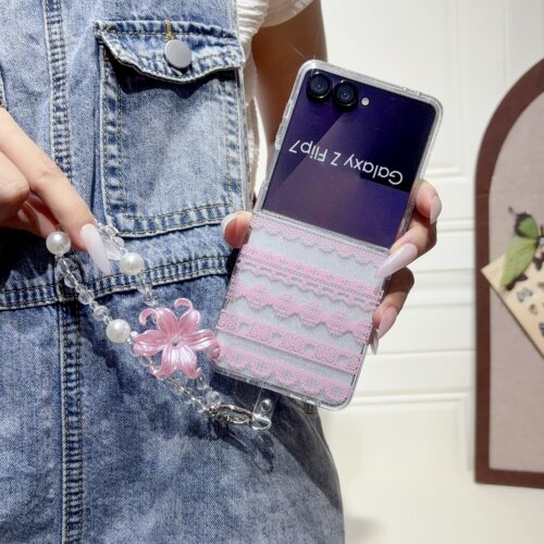 彩绘闪粉高级感适用三星zflip7手机壳z flip7FE小折叠屏保护套zflip6高档时尚zflip5个性透明同款手链防摔硬8
