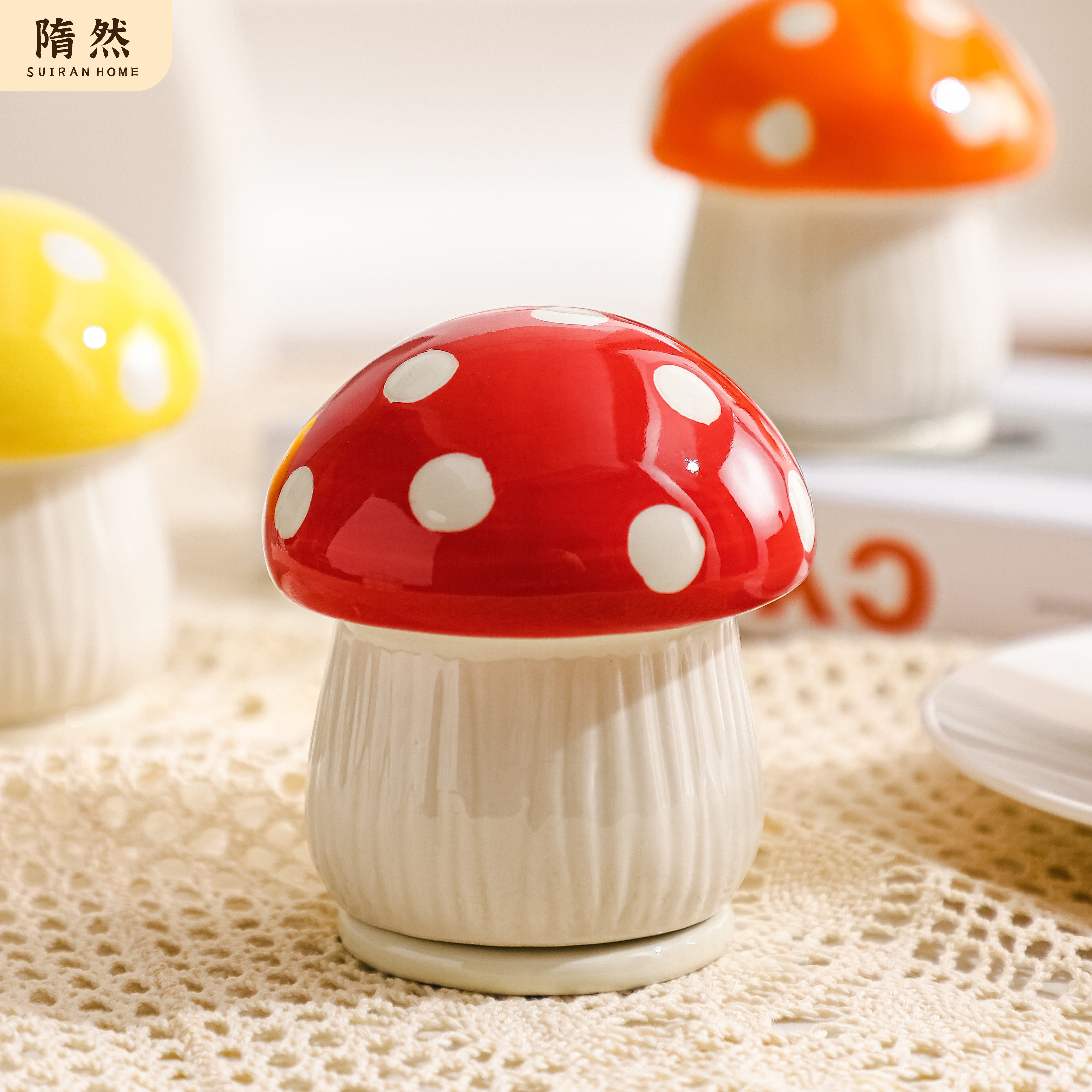 蘑菇牙签盒家用2025新款高档牙签筒创意棉签罐客厅可爱牙线收纳盒,收纳整理,牙签盒,淘宝优惠券,粉丝福利购,淘宝优惠卷