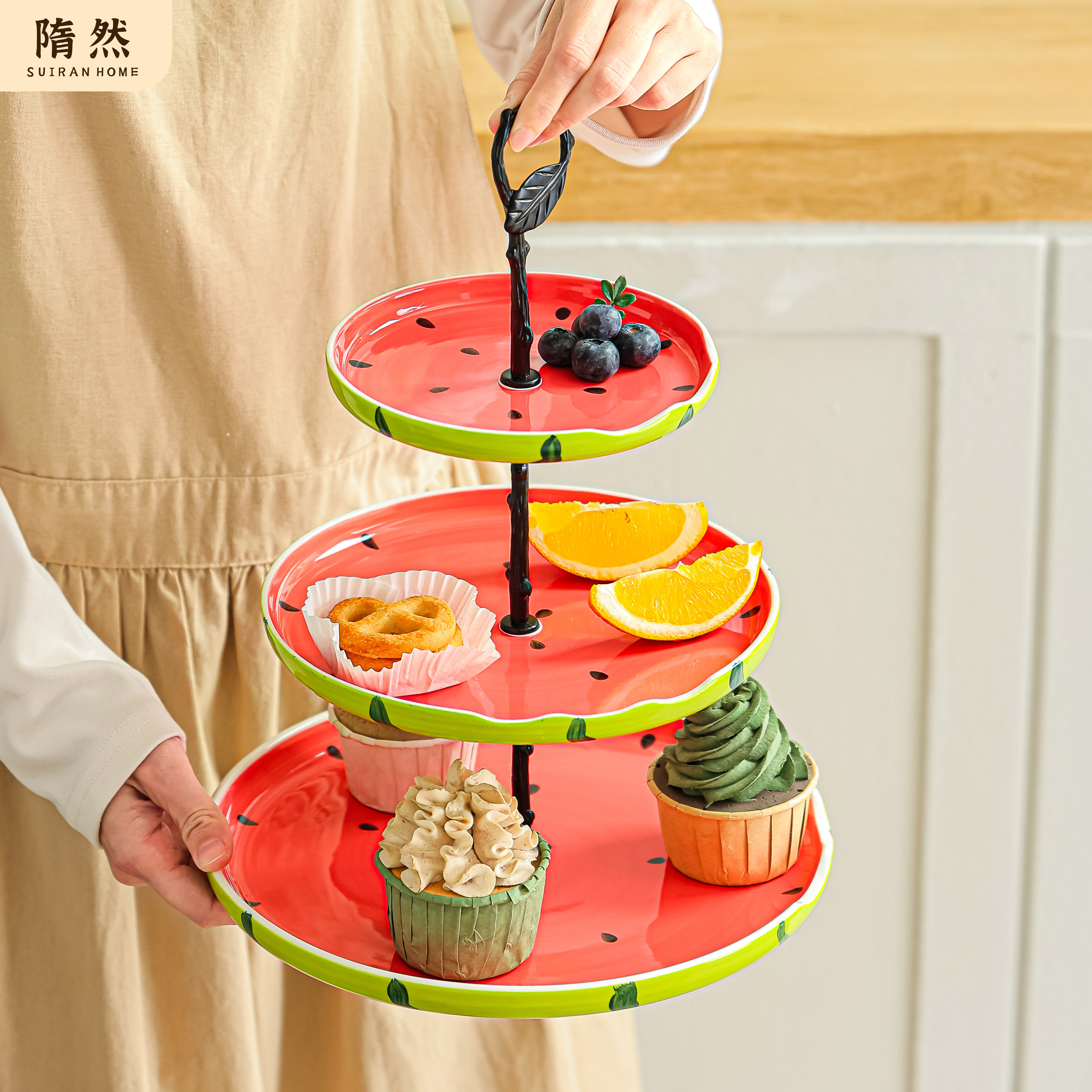 高颜值西瓜果盘客厅家用茶几新款蛋糕盘零食摆放盘多层收纳盘前台,餐饮具,果盆/果盘/果篮,淘宝优惠券,粉丝福利购,淘宝优惠卷