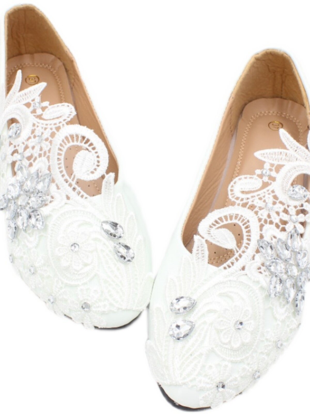 RHINESTONE EMBELLISHED PLUS SIZE WEDDING SHOES SPRING NEW HIGH HEELS ROUND TOE BRIDAL SHOES WHITE FLAT BRIDESMAID SHOES WOMENS BH2115