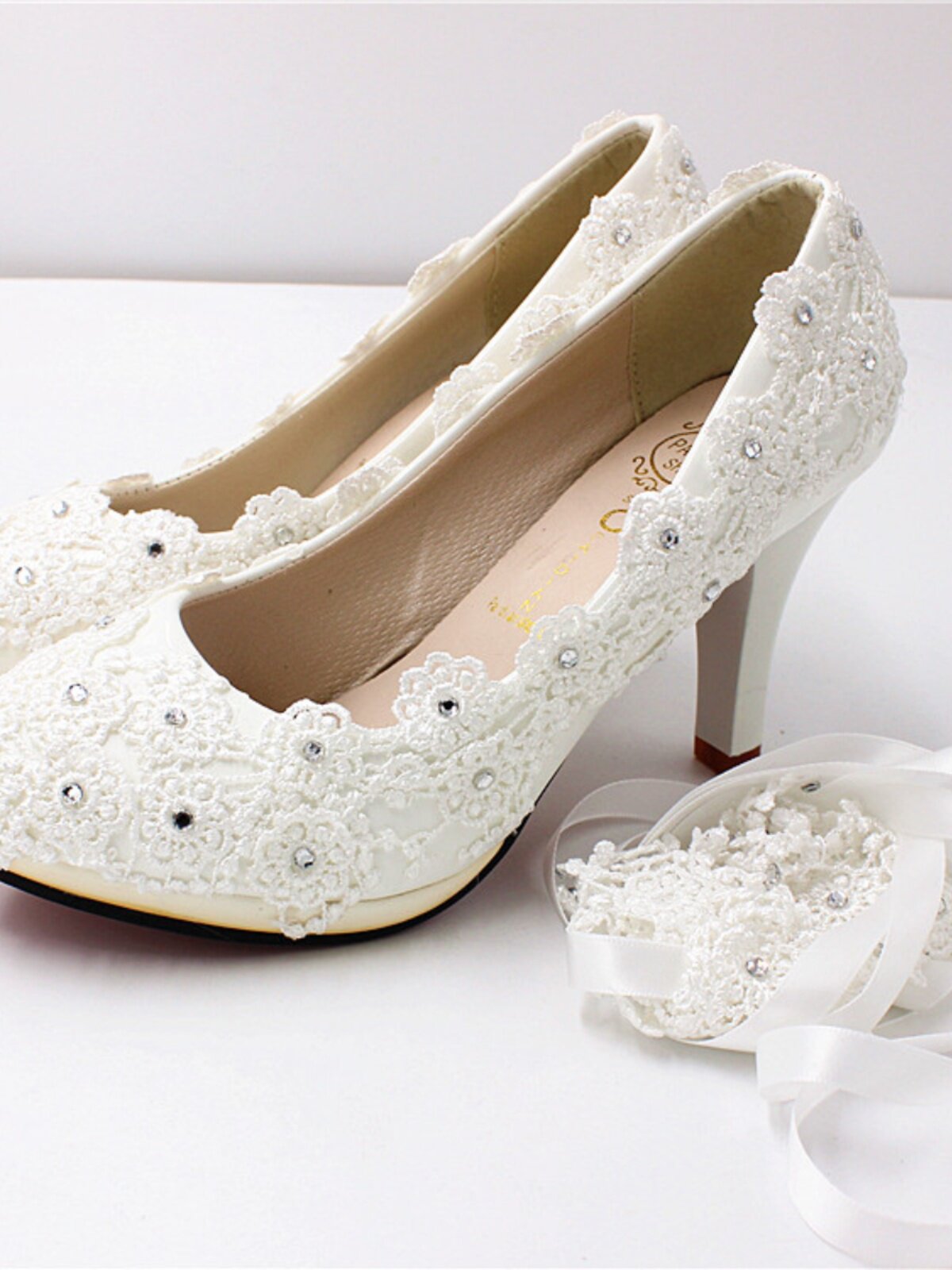 SPRING NEW ROUND TOE HIGH HEEL WHITE WEDDING SHOES WEDDING BRIDAL SHOES RHINESTONE STRAPS WOMENS SHOES BH0709