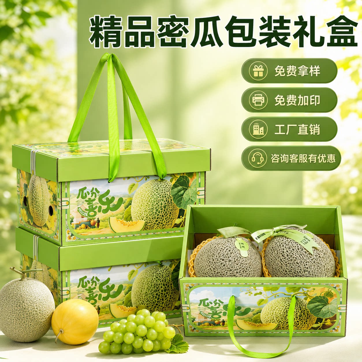 高档哈密瓜礼盒水果空盒子