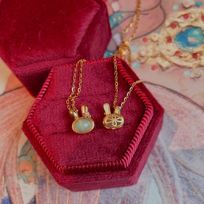 法国gentle motto原创设计兔年澳宝项链s925银欧泊兔子吊坠情人节