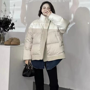 法国cherrykoko新款小众羽绒服女短款面包服立领时尚简约斜拉链