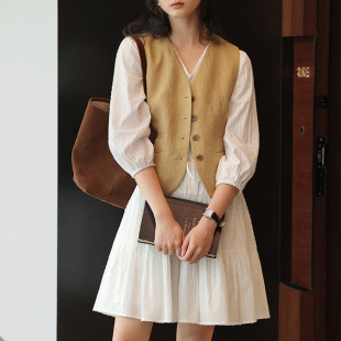 法国chrry koop初恋枳梗 短款提花白色连衣裙女春夏小个子仙气