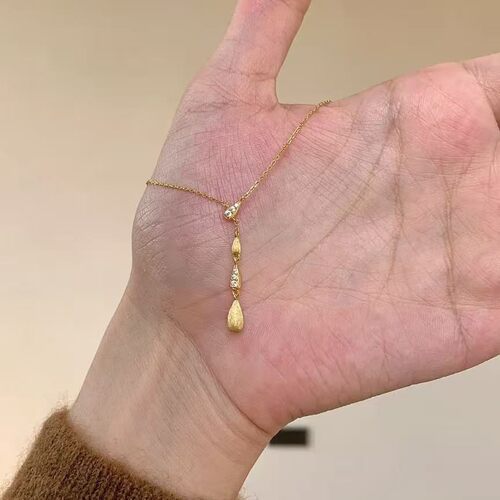 法国gentle mottos银拉丝工艺闪钻水滴流苏项链女小众高级感轻