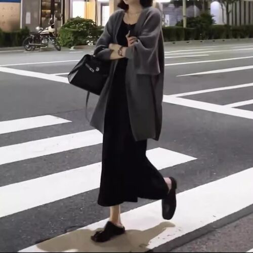 英系coss koko新款炸街中长款宽松开衫开叉连衣裙女潮