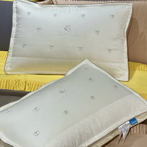 优雅高级成人家用全棉纯棉安然刺绣枕助睡眠枕头枕芯