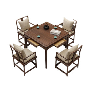 掼蛋专用桌八仙桌实木正方形新中式棋牌桌椅组合四方桌家用餐桌