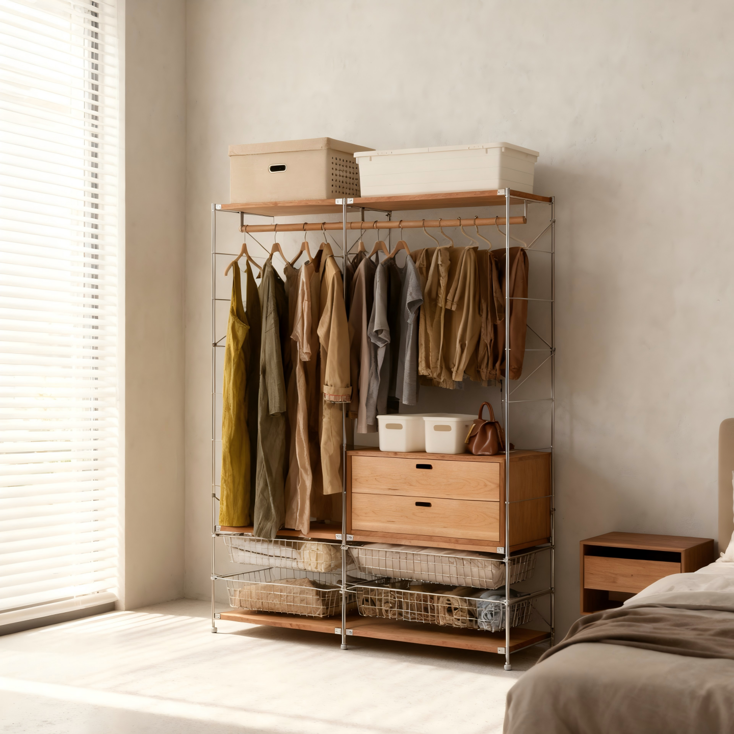 日式实木衣帽架落地衣架卧室开放式衣柜金属不锈钢置物架收纳柜子,住宅家具,衣帽架,淘宝优惠券,粉丝福利购,淘宝优惠卷