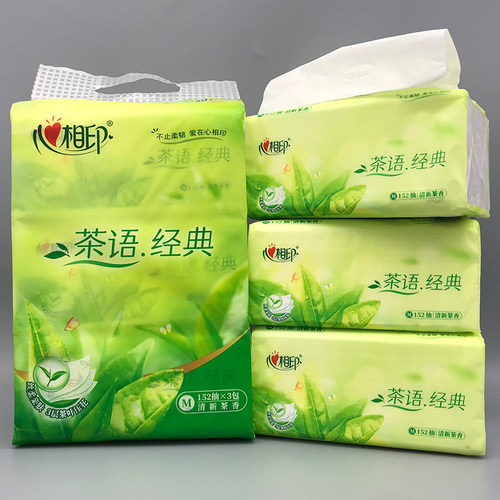 心相印经典茶香抽纸3层152抽印花