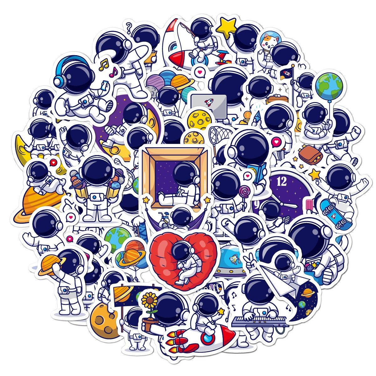 迷你卡通森林小动物蝴蝶彩虹水杯手机贴纸mini宇航员手账笔记本电