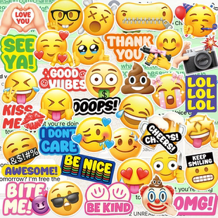 38枚原创卡通可爱笑脸趣味emoji搞笑表情包贴纸创意个性装饰笔记本电脑平板吉他手机壳行李箱电动车防水贴画
