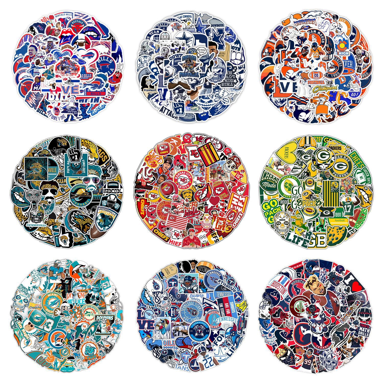 个性美式足球超级碗NFL联盟球橄榄球队徽队标涂鸦行李箱贴纸笔记本