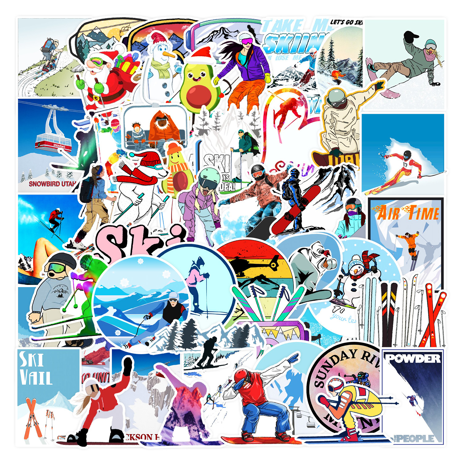 50张滑雪贴纸翼士轩运动贴画防水