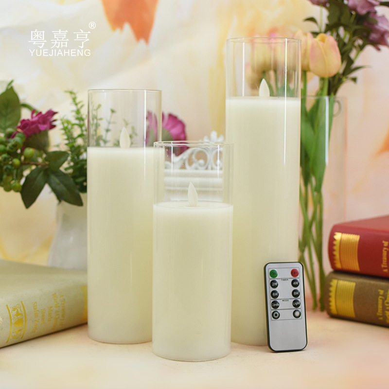 LED电子蜡烛灯玻璃杯高尺寸摇摆无烟蜡烛生日求爱引路表白装饰灯