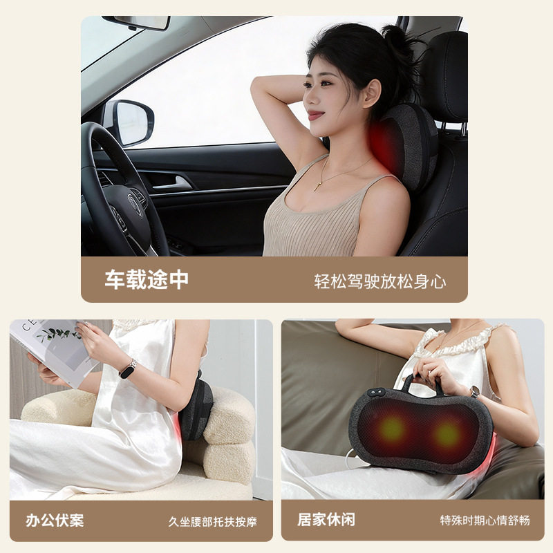 跨境英文颈椎按摩枕全自动腰部按摩仪器腰颈车家两用腰椎枕头定制