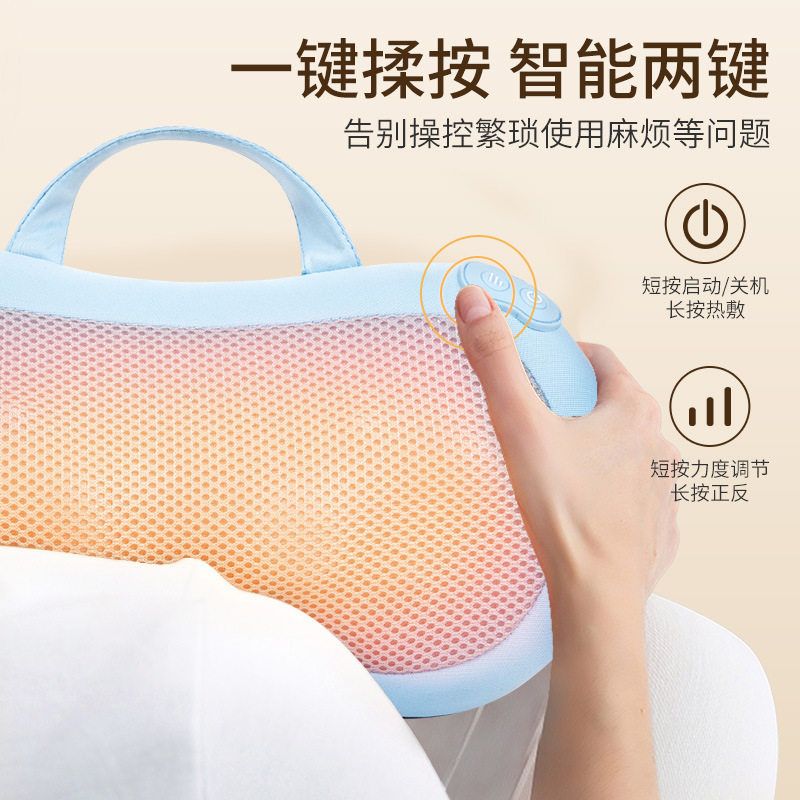 按摩枕跨境车载便携式热敷肩颈充电多功能颈椎按摩仪按摩器