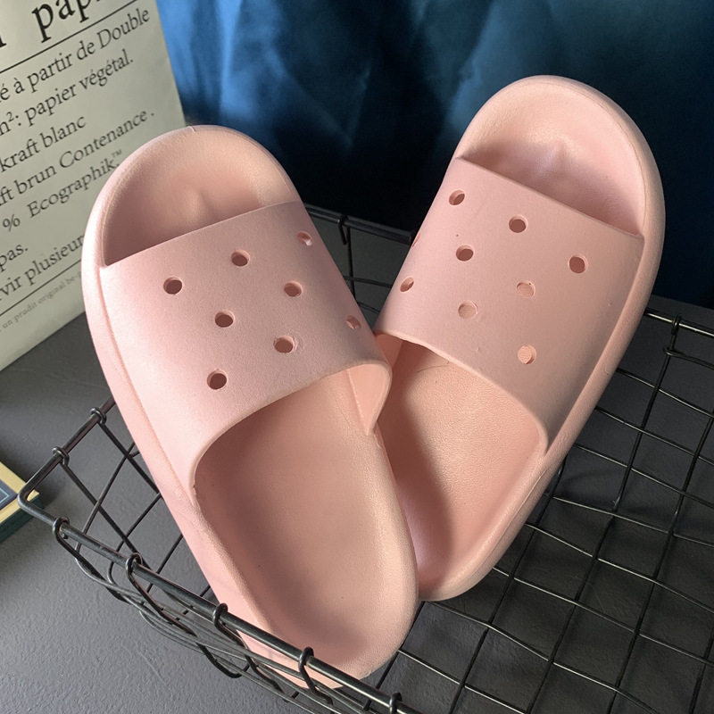踩屎感拖鞋女夏季外穿止滑浴室洗澡pvc室内居家用凉拖鞋DIY鞋花