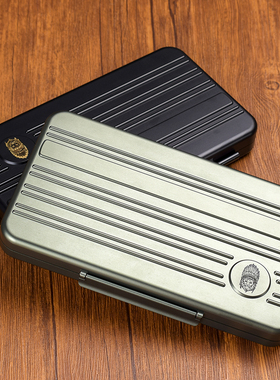 GRUSI雪茄便携盒 5支装菱形流线喷砂航空铝便携雪茄盒超薄3CM