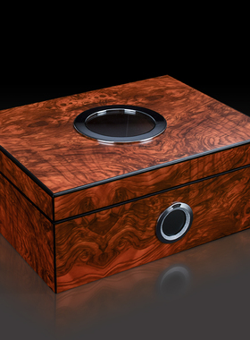 GRUS雪茄保湿盒雪松实木家用小型醒茄箱恒湿密封烟盒展示养茄