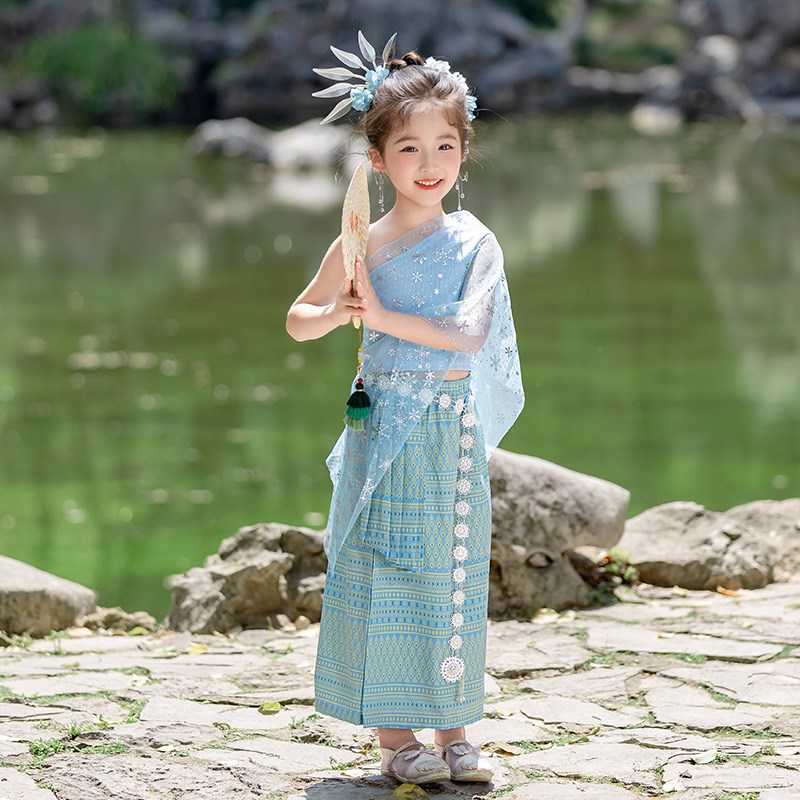 六一儿童少数民族傣族服装男女童夏装泰国泼水节舞蹈幼儿园演出服图片