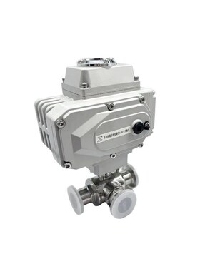 电动三通球阀Q984F卫生级快装三通球阀 卡盘卡箍转换电动球阀