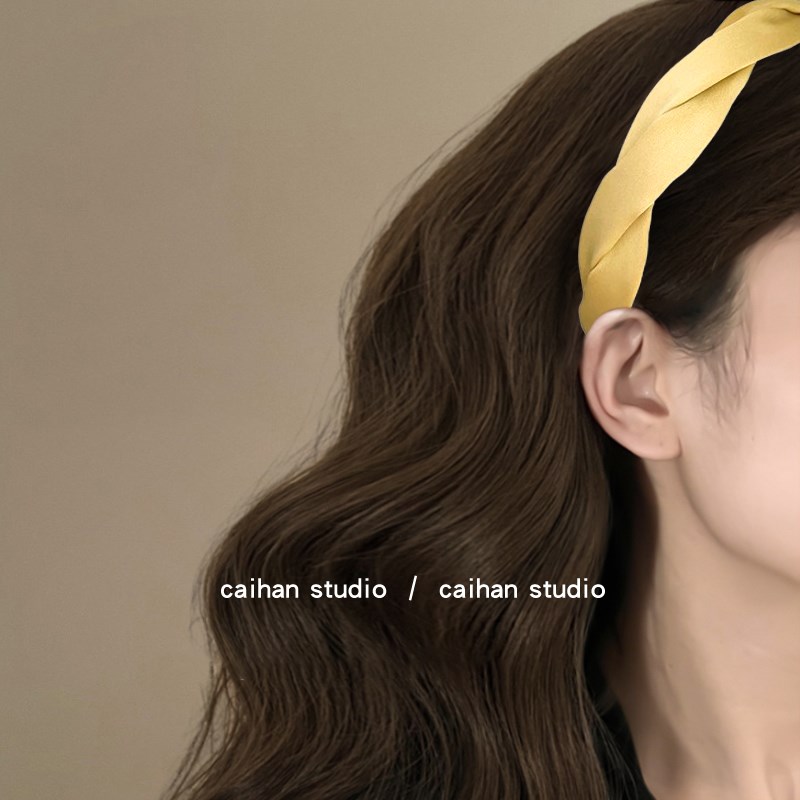 海青蓝!麻编织发箍!气质高颅顶头箍女2024新款宽边带齿旅行发卡