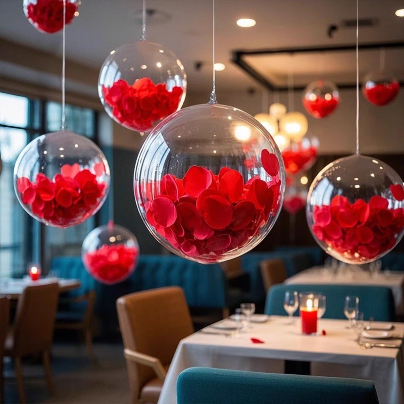 网红情人节520波波球气球装饰玫瑰花波波球挂件商场餐厅布置告白