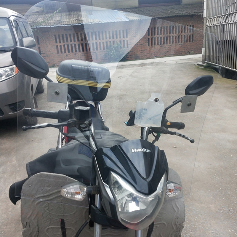 摩托车前挡风板电动三轮车透明前挡风玻璃挡风罩挡雨加高通用改装