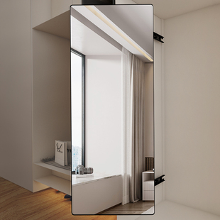 衣柜镜子推拉镜内装 隐形内置旋转穿衣镜滑轨伸缩试衣镜折叠全身镜